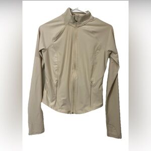 Old Navy Women Jacket Cream Long SleeveCompression Full Zip Activewear XS (0195)